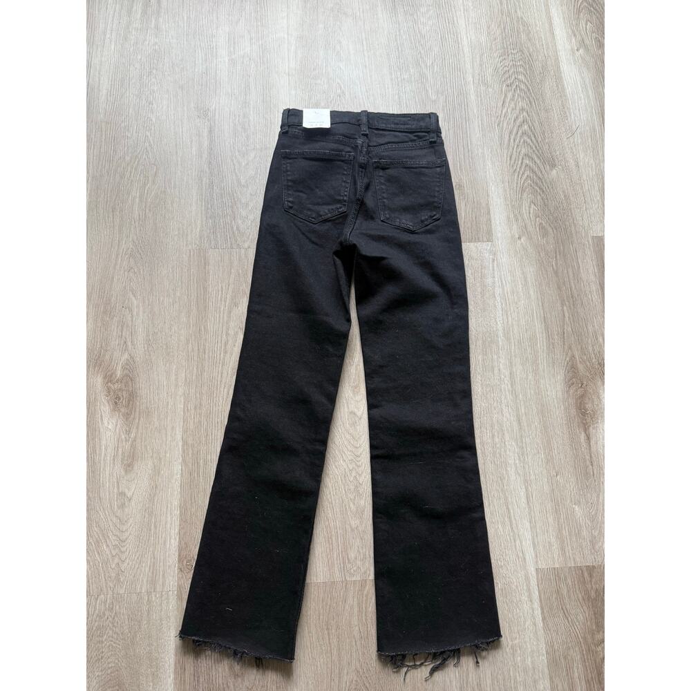 Zara High Rise Crop Flare Women's Jeans, Black, Size 0, Raw Hem, NWT - Picture 2 of 6